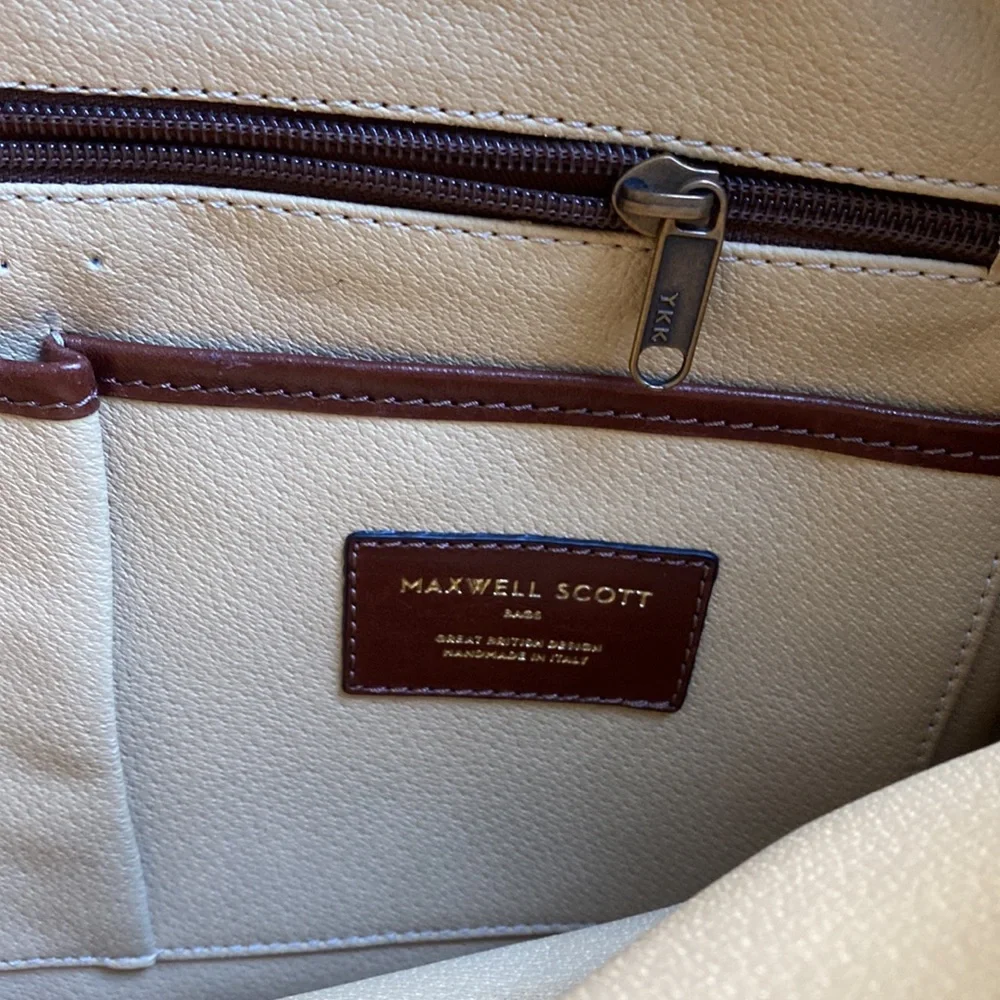 MAXWELL SCOTT LUXURY HANDCRAFTED IN ITALY CHESTNUT TAN MESSENGER BAG SHOULDER